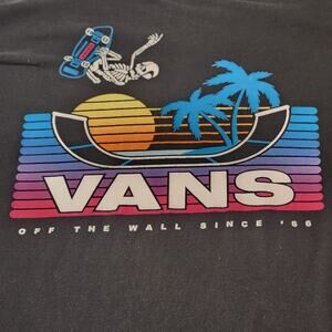 VANS Off the Wall Halfpipe Skateboarding Skeleton Black T-Shirt Mens XL